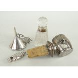 ASSORTED SILVER COLLECTABLES including a small white metal whistle, a silver mounted cut glass