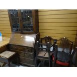 ASSORTED FURNITURE to include vintage oak bureau bookcase, 203cms tall x 91cms wide together with