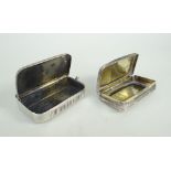 SILVER FLORALLY ENGRAVED POP OPEN VESTA CASE together with silver engraved rectangular snuff box,