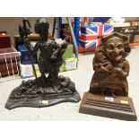 VINTAGE CAST IRON PUNCH & JUDY DOORSTOP and a similar soldier form doorstop