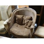 FRENCH STYLE CARVED UPHOLSTERED ARMCHAIR