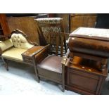 REPRODUCTION TELEPHONE SEAT two commodes and a chair