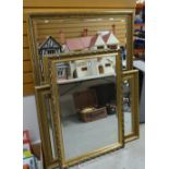 THREE GILT FRAMED WALL MIRRORS