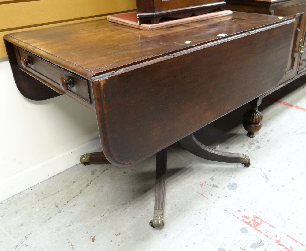 ANTIQUE DROP FLAP SOFA TABLE with drawer and spider supports