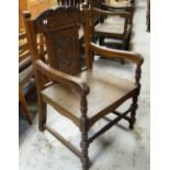 1931 EISTEDDFOD BLAENCONIN CHAIR carved with harp to the back