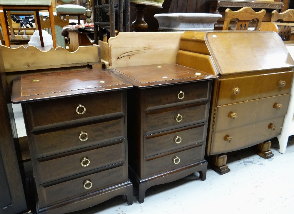 ASSORTED FURNITURE including pair of Stag bedside chest, vintage bureau, vintage china cabinet ETC - Image 2 of 2