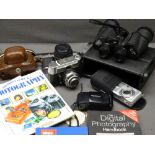 CAMERA EQUIPMENT - Voigtlander Vito CLR camera, Pentax Abahi KX camera, binoculars ETC