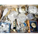 SILVER DRESSING TABLE BRUSH & MIRROR, and assorted electroplate ETC