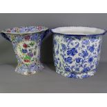LOSOL WARE - fine large ten-sided blue floral planter and a Spode Copeland wide necked twin-