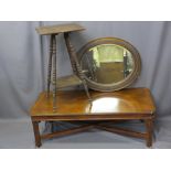 REPRODUCTION WALNUT COFFEE TABLE, a vintage two-tier side table with bobbin turned decoration and an
