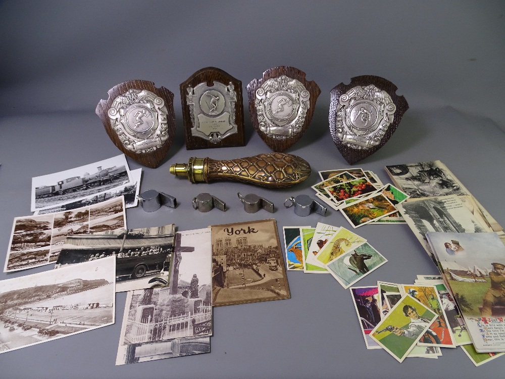 RAF ATHLETIC AWARDS ON SHIELDS, shot flask by James Barlow & Co with tied rope decoration, WWI and