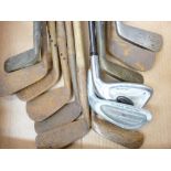 VINTAGE GOLF CLUBS - many wooden shafted ETC