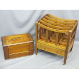 REPRODUCTION MAHOGANY CANTERBURY and a vintage mahogany sewing machine case, 49.5 and 46cm widths