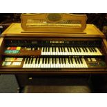 HAMMOND UPRIGHT ELECTRIC ORGAN & STOOL E/T, 96.5cms H, 111cms W, 64cms D