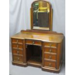 VICTORIAN MAHOGANY DRESSING CHEST with dog kennel centre below a central drawer on an inverted