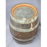 VINTAGE BULMER HEREFORD BARREL with oval mounted plaque 'AE716', 46cms H
