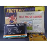 VINTAGE HANIMEX ELECTRONIC TV GAME with Subbuteo Football Express and table cricket games