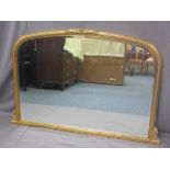 MODERN GILT FRAMED OVERMANTEL MIRROR, 92cms H, 139.5cms W