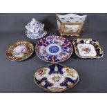 AMHERST, IMARI, NORITAKE and hand painted tableware, a selection including two early Cobalt gilt and