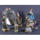 CONTINENTAL FIGURINES and a Barbola mirror