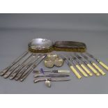 HALLMARKED SILVER and other collectables to include a clover leaf dish, an enamel decorated spoon,