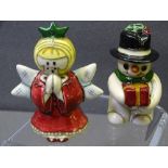 MOORCROFT CHRISTMAS FAIRY/ANGEL & SNOWMAN TREE DECORATIONS, designers Nicola Slaney and Ceri Goodwin