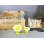 WATERFORD DRINKING GLASSWARE and other and a Vaseline glass two piece set