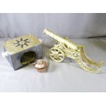 BRASS ORNAMENTAL CANNON, 45cms L and other brassware ETC