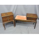 REPRODUCTION MAHOGANY SEWING TABLE & CONTENTS with a Stag mahogany telephone seat, various