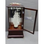 GOLFING INTEREST DISPLAY, a glass form golf bag containing clubs, in a mirror- back glass and