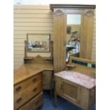 EDWARDIAN OAK FOUR PIECE BEDROOM SUITE, well presented with slight Art Nouveau influences consisting