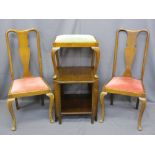 VINTAGE OCCASIONAL FURNITURE, four items including a pair of splatback chairs, an upholstered top