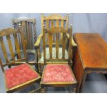 VICTORIAN DROP-LEAF DINING TABLE with a Harlequin set of four (3 + 1) dining chairs, 70cms H, 138cms