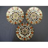 THREE ROYAL CROWN DERBY 1128 pattern plates, 27cm diameters (seconds quality)