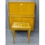 INLAID ITALIAN MUSICAL WORK TABLE and a mid-century teak effect bureau/cupboard