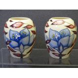 MOORCROFT JACOB'S LADDER, 9.5cm H vases, a pair, designed by Alicia Amison, impressed and painted