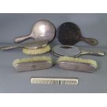 HALLMARKED SILVER DRESSING TABLE ITEMS etc including two hand mirrors, a selection of brushes and