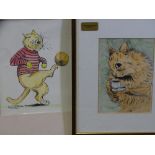 LOUIS WAIN two humorous cat prints - 1. a cat kicking a football, 23 x 18cms and 2. a cat having a