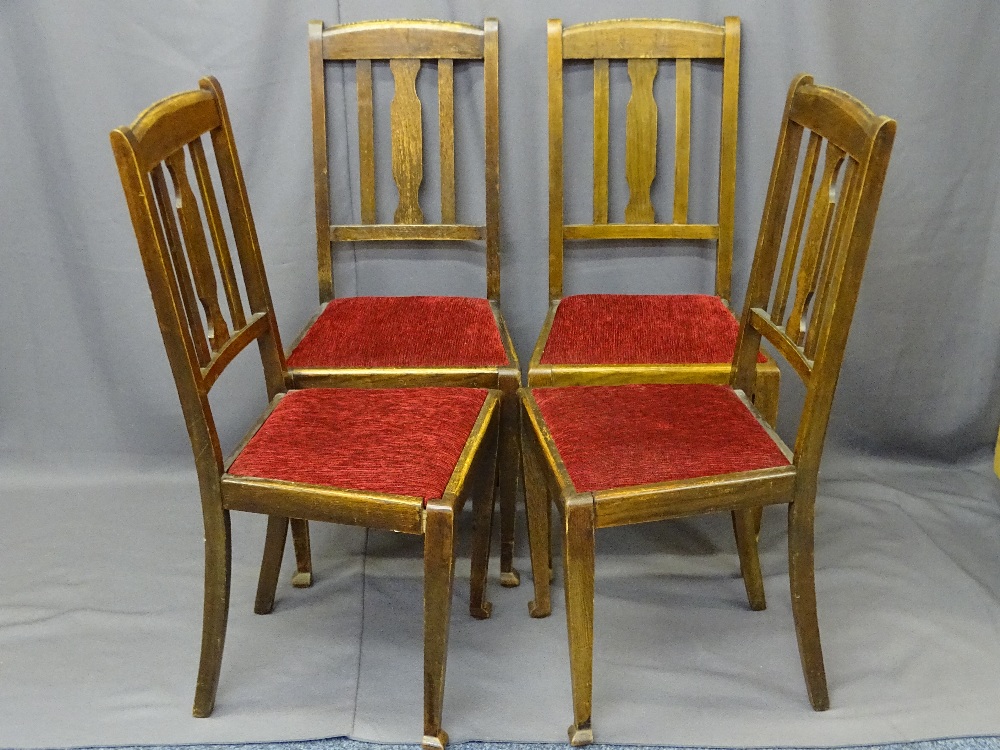 VINTAGE OAK DRAW LEAF DINING TABLE and four highback chairs along with a wicker drawer storage - Image 5 of 5