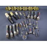 SIX BRASS ORIENTAL FINGER BOWLS and silver and silver plated flatware