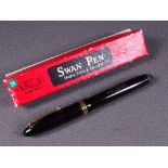 MABIE TODD - Vintage 1940s black Swan Mabie Todd 4660 leverless fountain pen with gold trim and 14ct