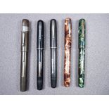 WATERMAN - Three vintage black Waterman's Ideal fountain pens - two 'Junior' with chrome trim and