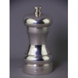 SILVER PEPPER MILL GRINDER, 'Peter Piper', capstan style, London 1988, 'W E V' maker