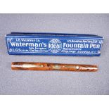 WATERMAN - Vintage 1920s red ripple Waterman's Ideal 55 fountain pen in hard rubber with gold filled