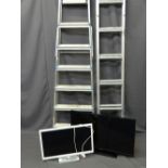 TWO MODERN FLATSCREEN TVS and two aluminium ladders (one extending, one folding) E/T