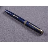 CONWAY STEWART - Vintage (1961-63) blue herringbone Conway Stewart No 93 fountain pen with gold trim