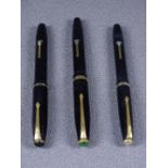 CONWAY STEWART - Vintage 1950s black Conway Stewart 'Shorthand' fountain pen with green jewel to