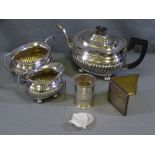 EPNS - three piece tea service, cigarette case ETC