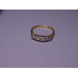 EIGHTEEN CARAT GOLD FIVE STONE DIAMOND RING, 0.45 collective carat value, 4grms, size Q (visible