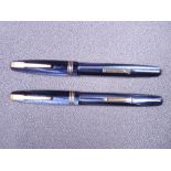 WATERMAN - Vintage (1940s-50s) blue pearl Striated Waterman 513 Deluxe fountain pen with gold trim